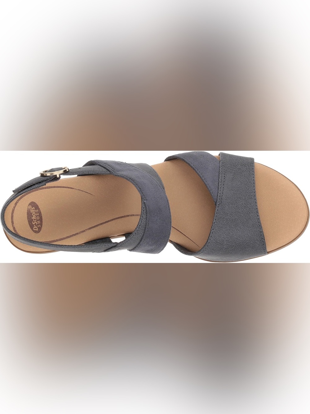 Dr Scholl’s Grace Women's Suede Strappy Wedge Sandal - Gray Blue - Picture 2 of 12